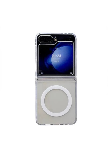 Galaxy Z Flip 7 Kılıf M-Safe Şarj Özellikli Şeffaf Sert Pc Zore Embos Kapak - Şeffaf modelleri