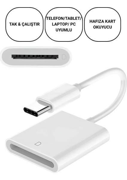 Usb-C To Sd / Hafıza Kart Okuyucu | Tak & Çalıştır Kamera Kart Dönüştürücü, Telefon, Tablet Pc Uyumlu