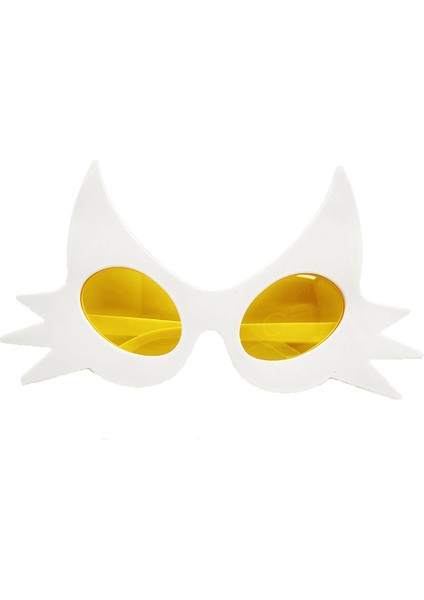 Beyaz Renk Bıyık Tasarımlı Kedi Parti Gözlüğü 19X11 cm - Lisinya
