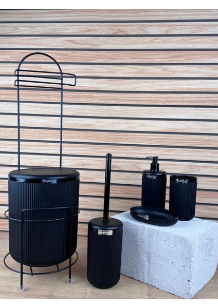 Siyah Linea Standlı Wc Kağıtlık ve 6 Parça Banyo Seti fiyatları