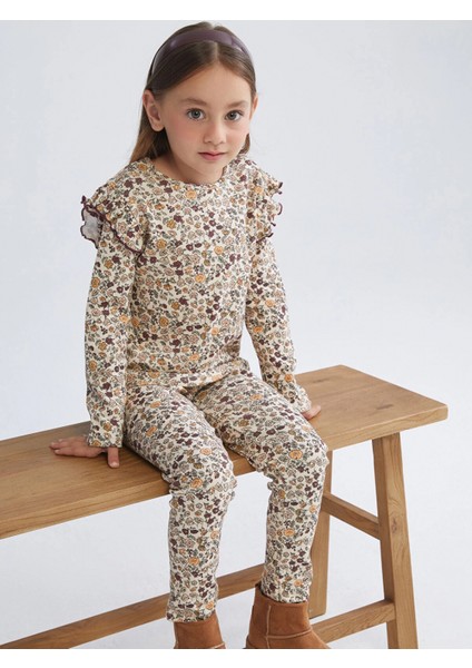 Lcw Kids Bej Beli Lastikli Çiçekli Kız Çocuk Tayt fiyatları