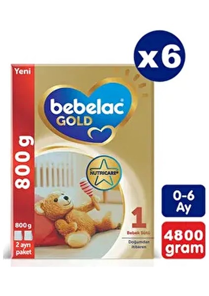 Gold 1 Bebek Sütü 800 gr x 6 Adet 0-6 Ay İçin Besleyici Formül fiyatları