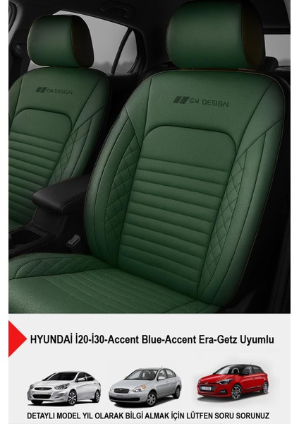 Istanbul Serisi Deri Oto Koltuk Kılıfı (Hyundai I20-I30-Accent-Blue-Era-Getz Uyumlu)