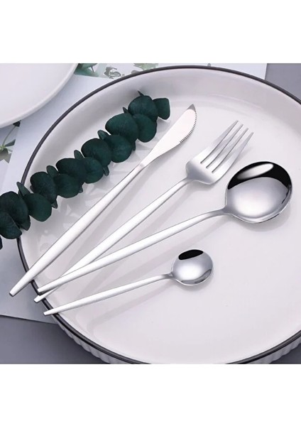 New Saphire 6'lı Tatlı Çatalı Seti | Sade | 18/10 Paslanmaz Çelik