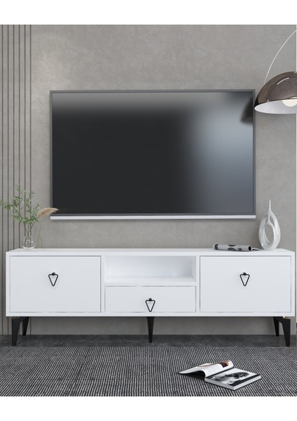 1302DROPCT-1 Tv Sehpası Beyaz-Siyah Kulp