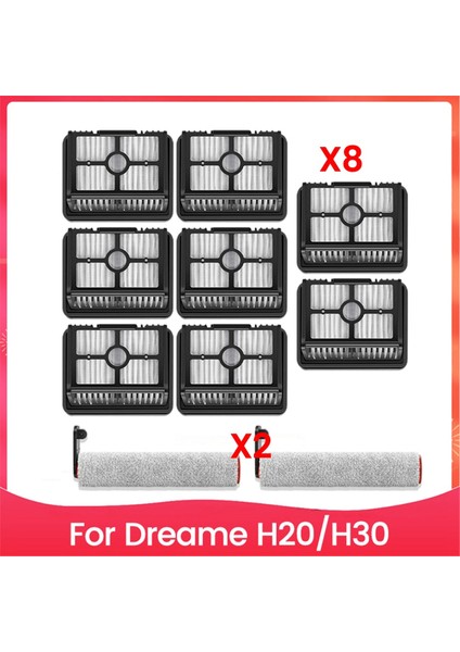 Dreame H20 H30 El Tipi Elektrikli Süpürge Yedek Parçaları Için 10 Adet Filtre Ekranı ve Silindir Fırça Seti (Yurt Dışından)