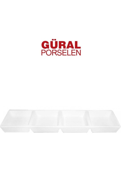 Porselen 4 Bölmeliı Dekorsuz Tabak (GR04BL00) GR04BL00 32X8.3 cm fiyatları