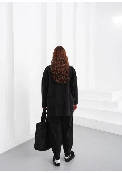 Oversize Siyah Eşofman Takımı - Fly Wow! Yazılı (38-46 Beden Uyumlu) modelleri