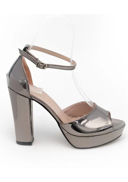 Kadın Moda Şık Platin Ayna Topuklu Zarif Tasarım Yüksek Topuk Düğün Nişan Gece Abiye Ayakkabı