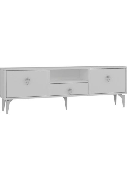 1302DROPCT-1 Tv Sehpası Beyaz-Gümüş Kulp indirimleri