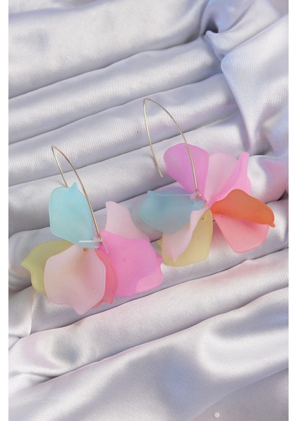 Pirinç Karışık Renkli Flora Küpe - TJ-BKP9267