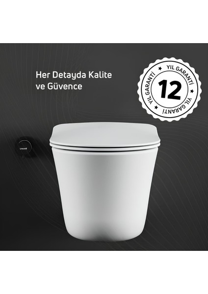 Nora Vortex Beyaz Asma Klozet NO323, Creavit Nora Duck Duroplast Yavaş Kapak