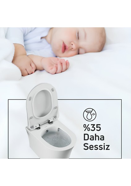 Nora Vortex Beyaz Asma Klozet NO323, Creavit Nora Duck Duroplast Yavaş Kapak