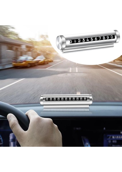 Alüminyum Kasa Gri Renk Çevirmeli Araç Içi Telefon Numaratörü Park Oto Numaratörü (4989)