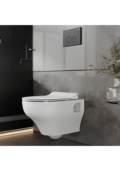 Ness Kanalsız Açık Montaj Asma Klozet NS322, Ness Duroplast Yavaş Kapak