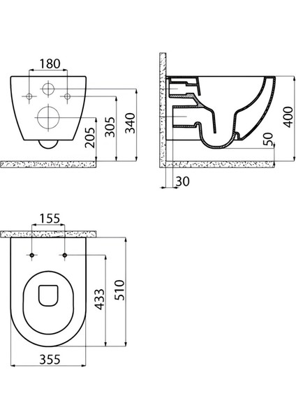 Free Mat Beyaz Kanalsız Asma Klozet FE322, Creavit Duck Duroplast Yavaş Kapak