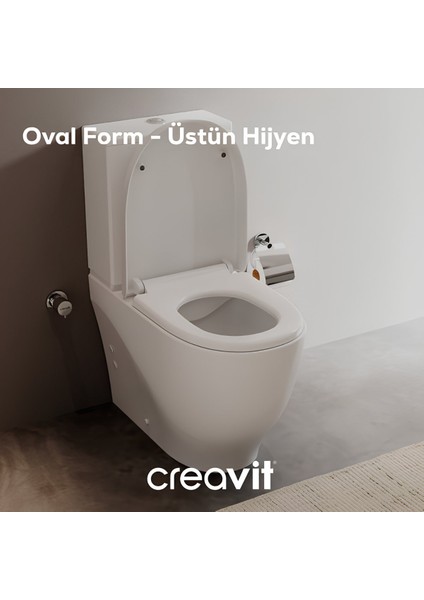 Mare Beyaz Kanalsız Duvara Sıfır Klozet Takımı MA361, Creavit Mare Duroplast Yavaş Kapak