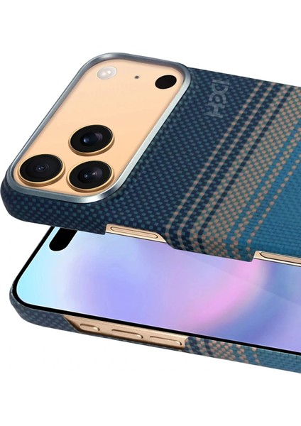 Apple iPhone 17 Pro Kılıf Aramid Fiber Ruaha Kevlar Magsafe Kapak - Turuncu ve Lacivert Renkleriyle fırsatları