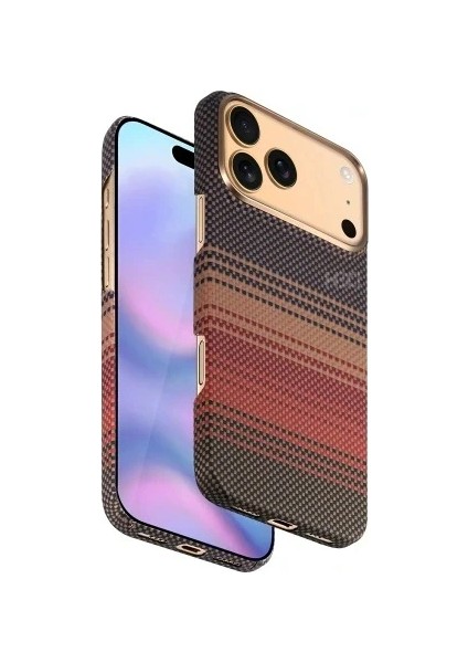Apple iPhone 17 Pro Kılıf Aramid Fiber Ruaha Kevlar Magsafe Kapak - Turuncu ve Lacivert Renkleriyle indirimleri