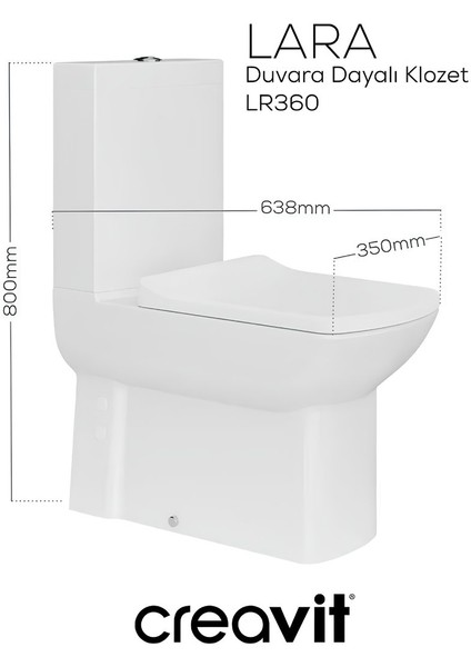 Lara Beyaz Kanallı Duvara Sıfır Klozet Takım LR360, Creavit Lara Yavaş Kapak