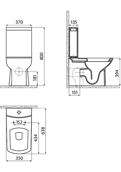 Lara Beyaz Kanallı Duvara Sıfır Klozet Takım LR360, Creavit Lara Yavaş Kapak