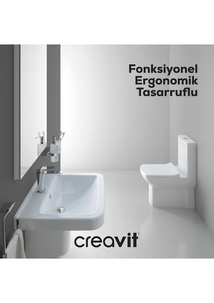 Lara Beyaz Kanallı Duvara Sıfır Klozet Takım LR360, Creavit Lara Yavaş Kapak