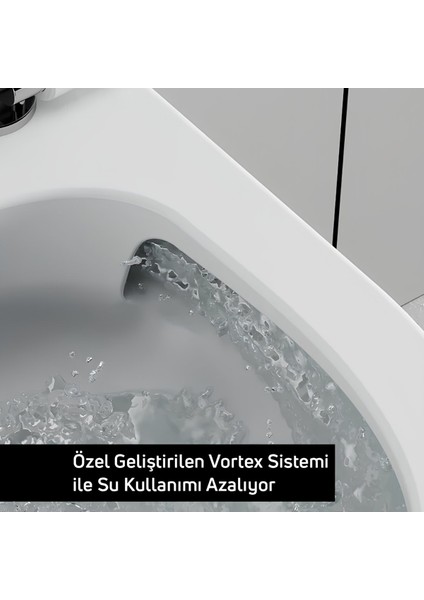 Ness Vortex Beyaz Asma Klozet NS323, Creavit Ness Duroplast Yavaş Kapak KC3403.01