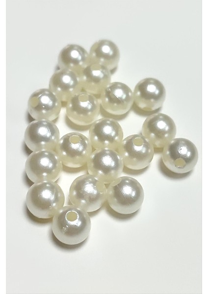 Allzey 8 mm Delikli Inci Boncuk 500 Gram-Krem