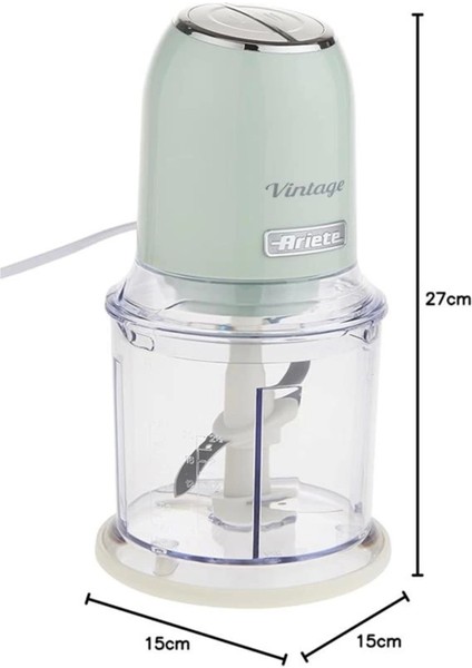 Yeşil Çok Renkli Doğrayıcı, 2 Buton, 4 Paslanmaz Çelik Bıçak, Hız Kademeli