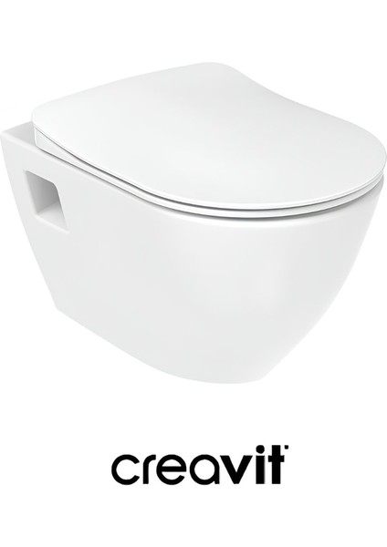 Terra Kanallı Beyaz Asma Klozet TP325, Creavit Terra Duck Yavaş Kapak