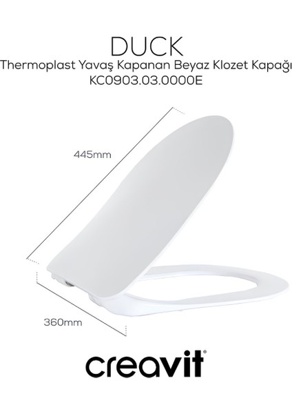 Terra Kanallı Beyaz Asma Klozet TP325, Creavit Terra Duck Yavaş Kapak