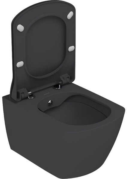 Elegant Mat Antrasit Kanalsız Asma Klozet EG321, Creavit Elegant Duroplast Yavaş Kapak