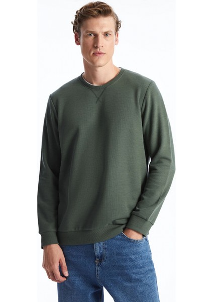 Lcwaıkıkı Classic Yeşil Bisiklet Yaka Uzun Kollu Erkek Sweatshirt