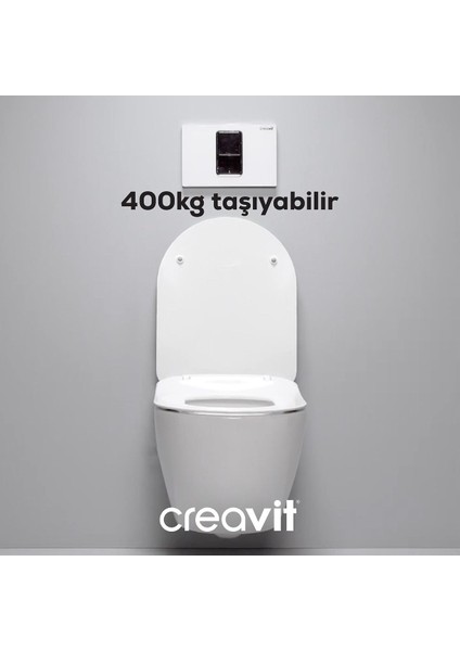 Terra Beyaz Kanalsız Asma Klozet TP329, Creavit Terra Duck Yavaş Kapak