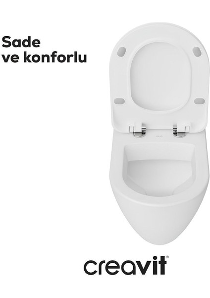Terra Beyaz Kanalsız Asma Klozet TP329, Creavit Terra Duck Yavaş Kapak