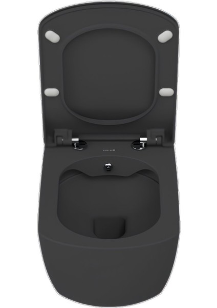 Elegant Mat Antrasit Kanalsız Asma Klozet EG321, Creavit Elegant Duroplast Yavaş Kapak