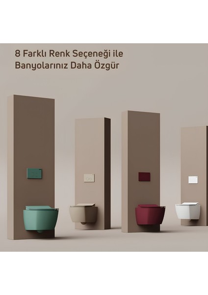 Elegant Mat Antrasit Kanalsız Asma Klozet EG321, Creavit Elegant Duroplast Yavaş Kapak