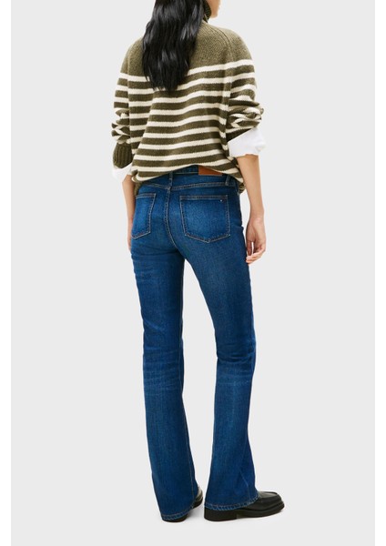 Pamuklu Bootcıt Fit Orta Bel Geniş Paça Jeans Bayan Kot Pantolon WW0WW46729 1bj fiyatları