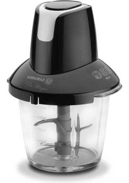 4 Bıçaklı Cam Doğrayıcı Siyah Krom, Pratik ve Şık Mutfak Aleti