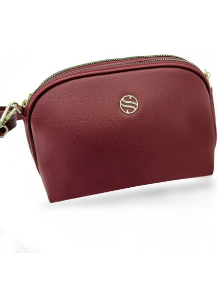 Parlak Siyah Çapraz Kullanıma Uygun Omuz Çantası Bordo fırsatları