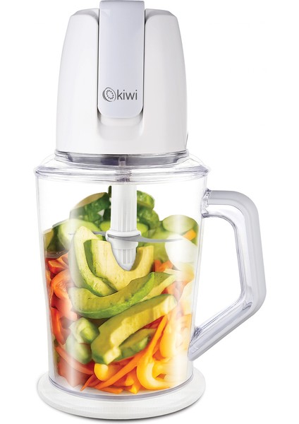 4 Katlı Paslanmaz Çelik Bıçaklı Kaymaz Tabanlı Gıda Doğrayıcı 2.5l Beyaz