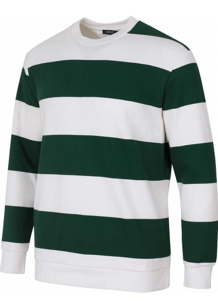 Üç Iplik Baskılı Şardonsuz Sıfır Yaka Yeşil Erkek Sweatshirt 5790-1 fiyatları