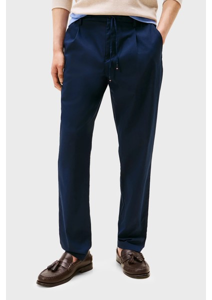 Streç Pamuklu Tapered Fit Normal Bel Düz Paça Pantolon Erkek Pantolon MW0MW39702 Dw5