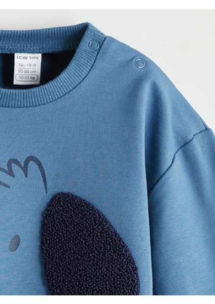 Lc Waıkıkı Mavi Bisiklet Yaka Erkek Bebek Sweatshirt ve Eşofman Alt 2'li modelleri