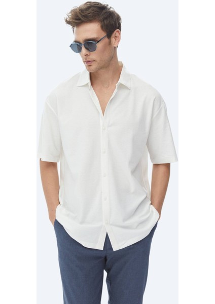 Beyaz Oversize Fit Casual %100 Pamuk Gömlek
