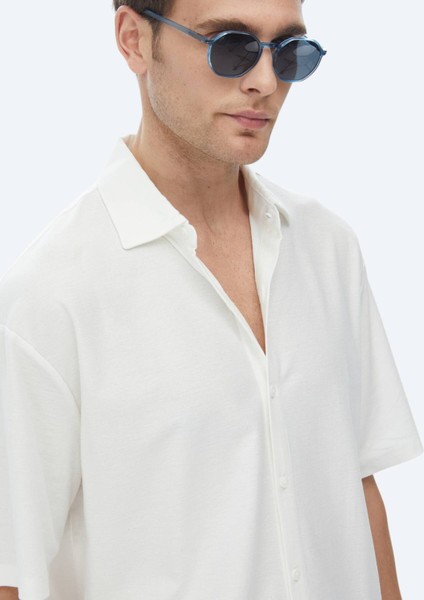 Beyaz Oversize Fit Casual %100 Pamuk Gömlek