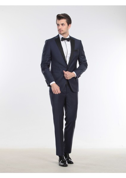 Saks Düz Slim Fit Kelebek Yaka Dokuma Smokin Takım Elbise fiyatları