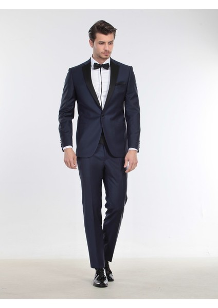 Saks Düz Slim Fit Kelebek Yaka Dokuma Smokin Takım Elbise indirimleri