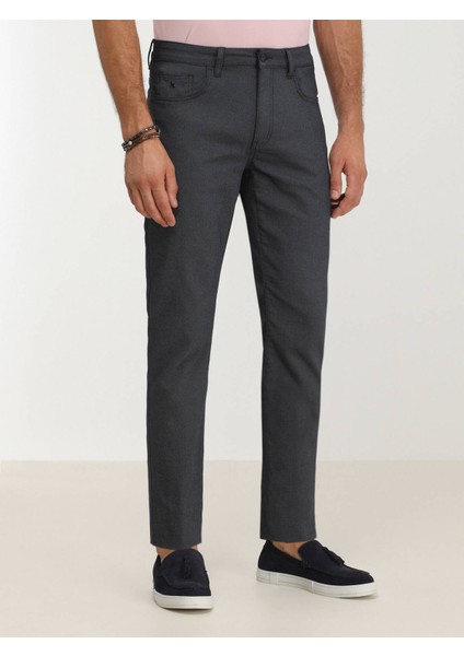 Lacivert Dokuma Slim Fit Casual Pamuk Karışımlı Pantolon indirimleri