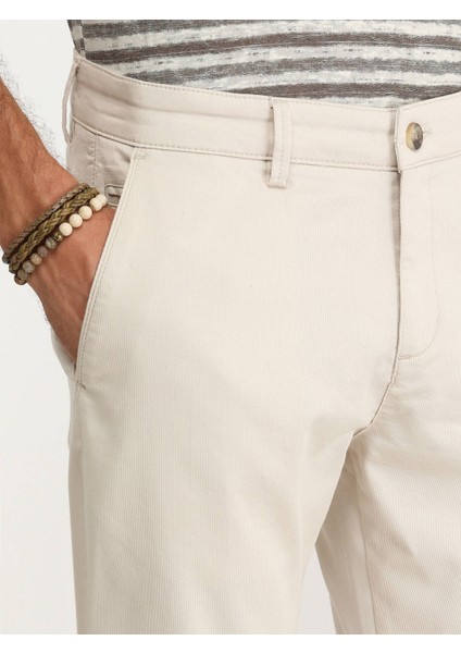 Bej Dokuma Slim Fit Casual Pamuk Karışımlı Pantolon